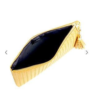 NEW Virginia Wolf Mimi Curateur Golden Woven Clutch Bag Tassel Faux Leather